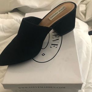 Steve Madden Black Suede Mules